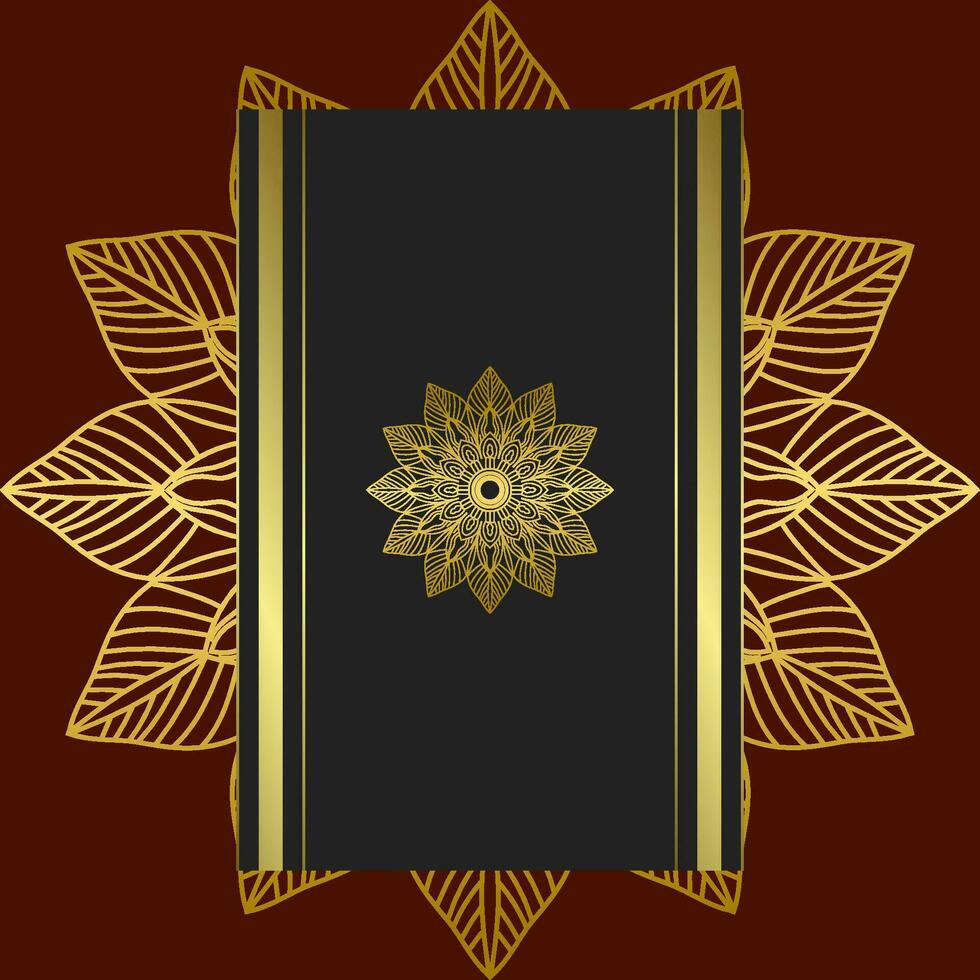 Black luxury background with gold mandala ornament vector