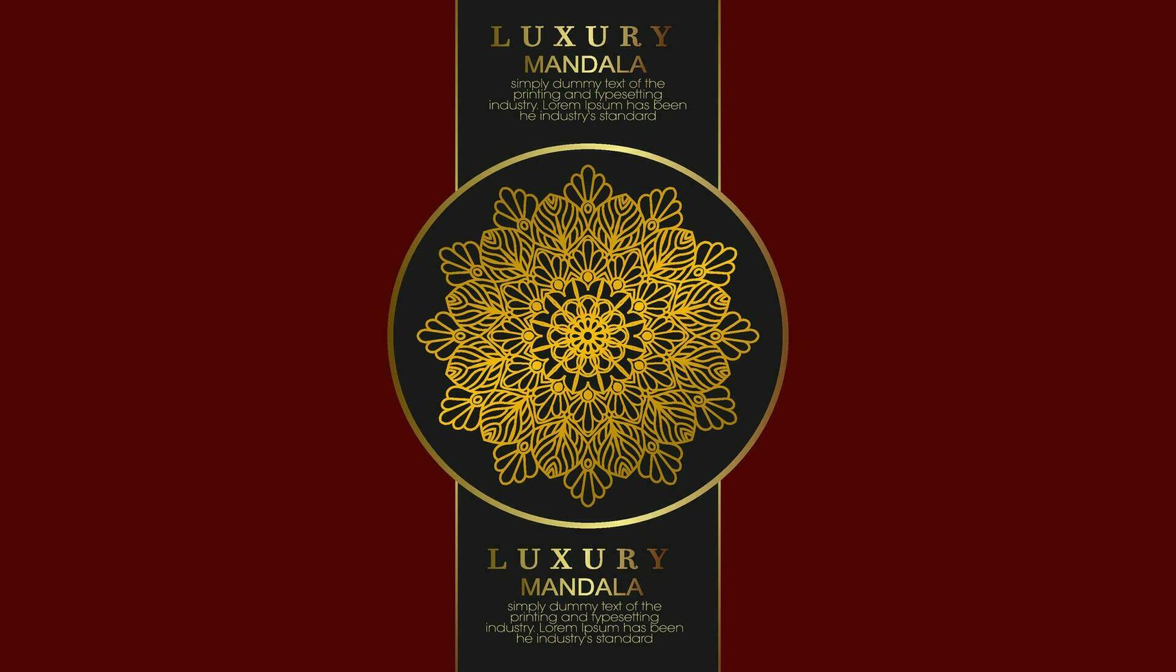 Red luxury background, with gold mandala ornament vector