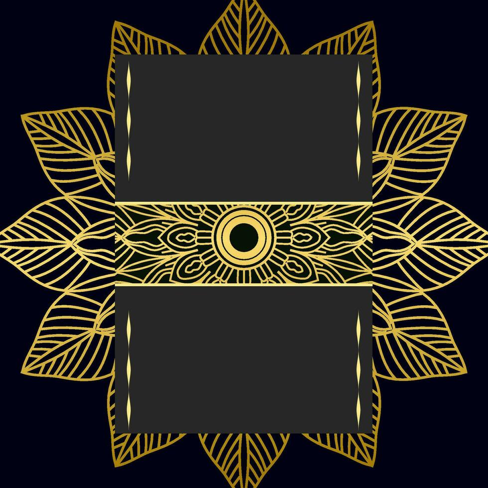 Black luxury background with gold mandala ornament vector