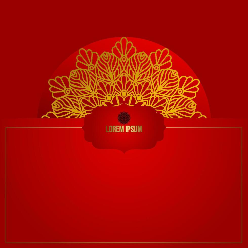 Red luxury background, with gold mandala ornament vector