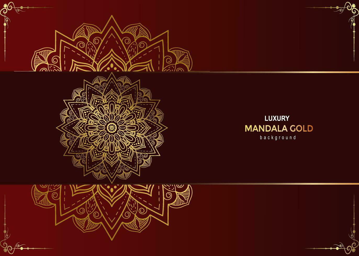 Red luxury background, with gold mandala ornament vector
