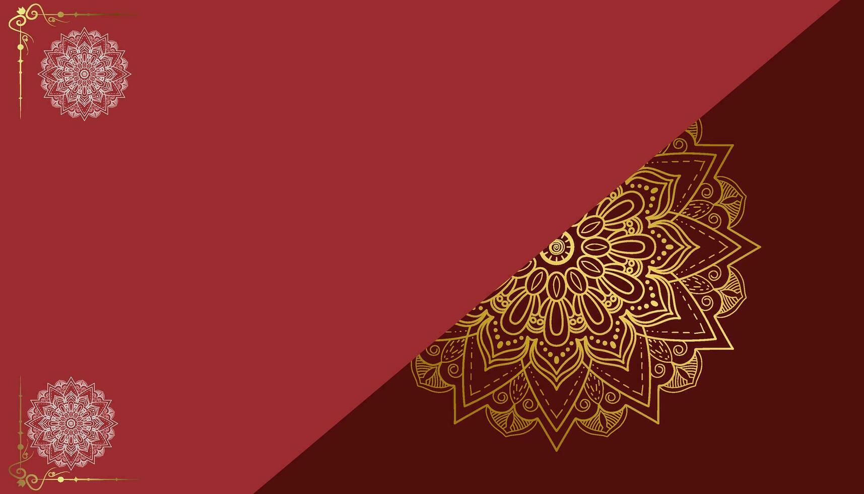 Red luxury background, with gold mandala ornament vector