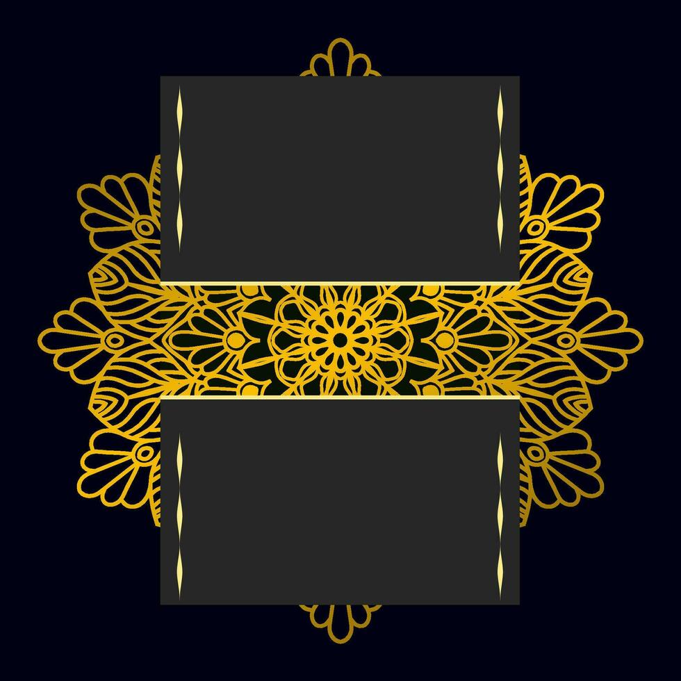 negro lujo antecedentes con oro mandala ornamento vector