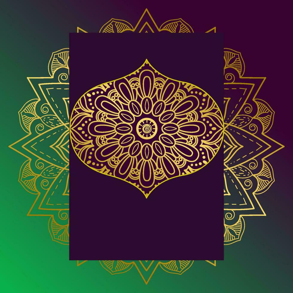 degradado antecedentes con dorado mandala ornamento vector