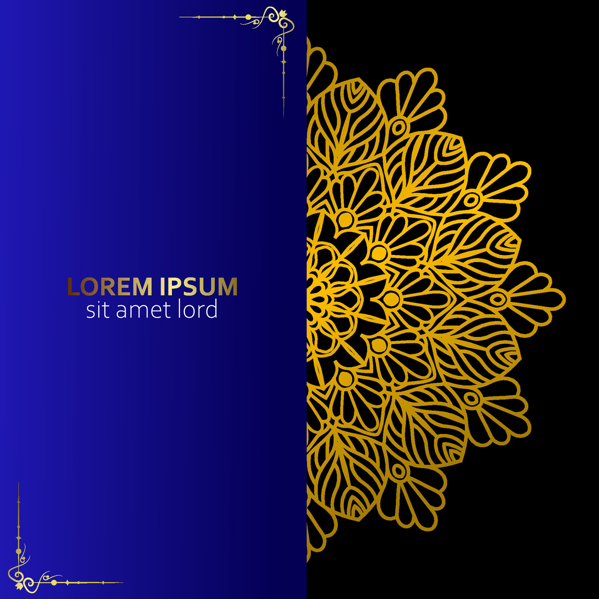 Blue background with golden mandala ornament 26992745 Vector Art at