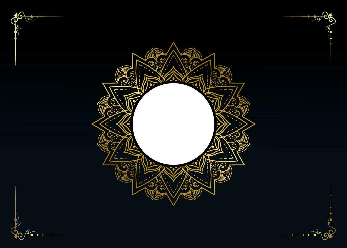 Blue background with golden mandala ornament vector
