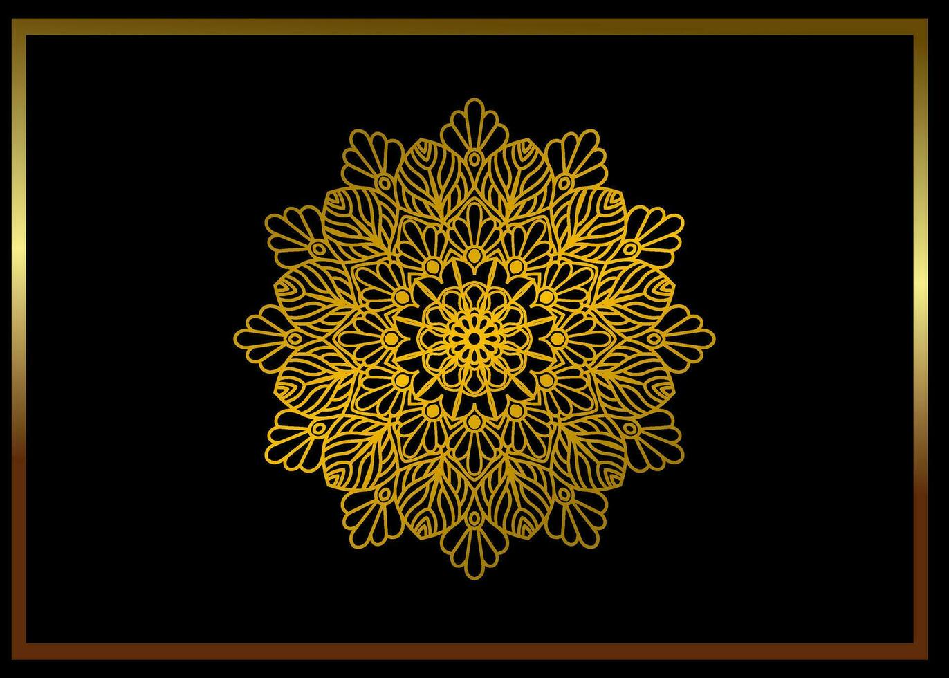 Black luxury background with gold mandala ornament vector