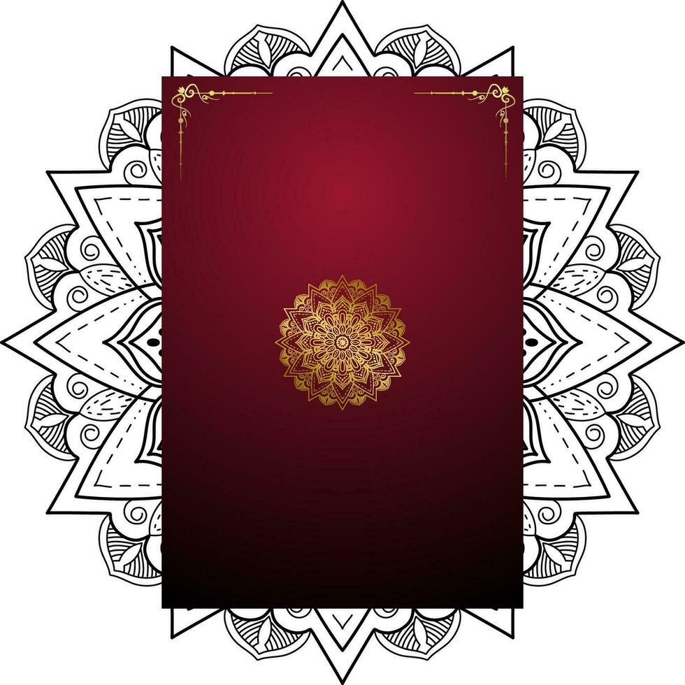 Red luxury background, with gold mandala ornament vector