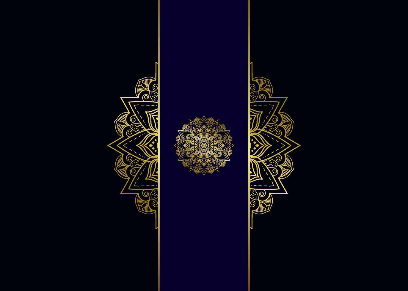 Blue background with golden mandala ornament vector