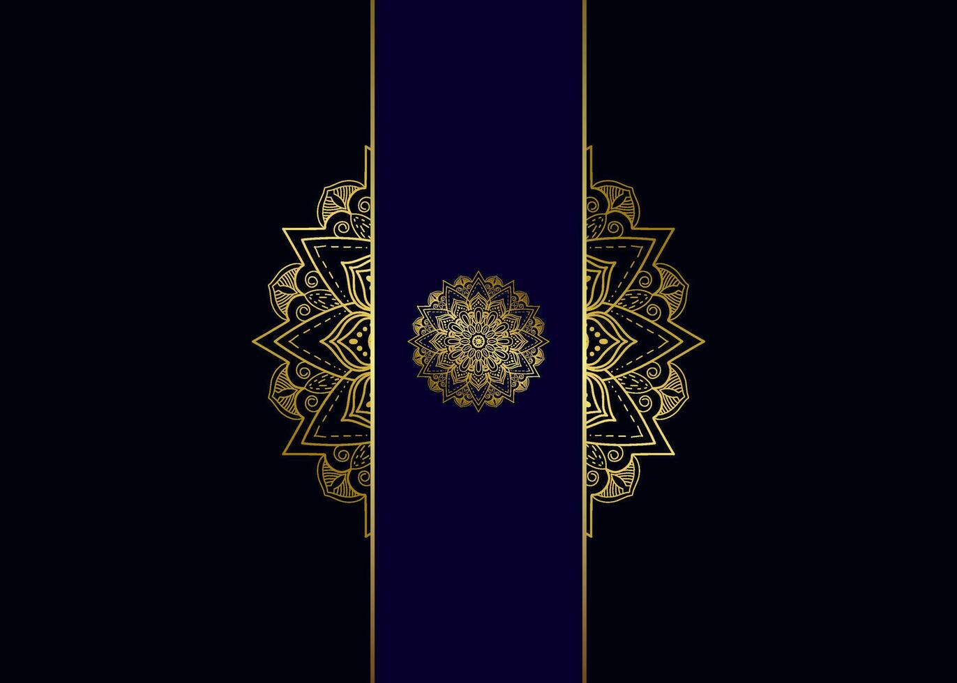 fondo azul con adorno de mandala dorado vector