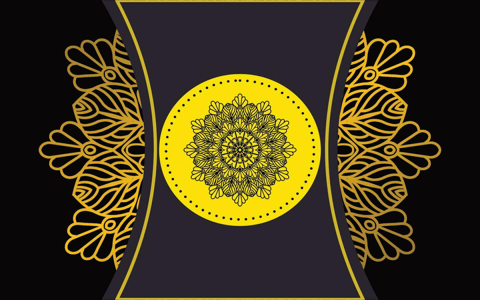 negro lujo antecedentes con oro mandala ornamento vector
