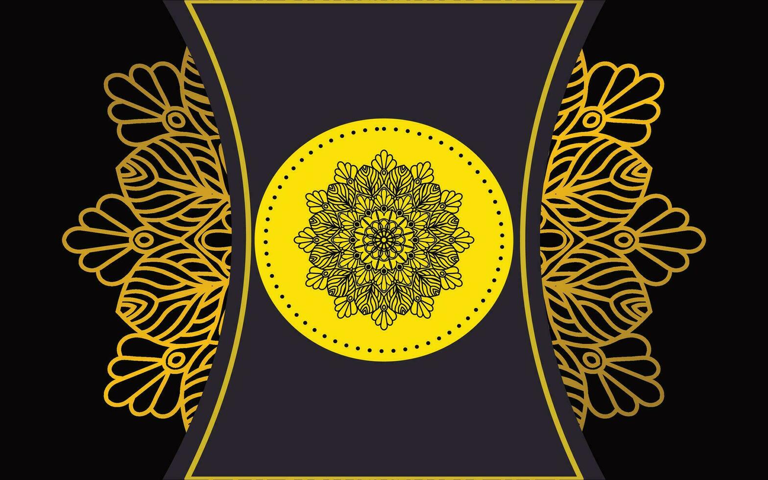 Black luxury background with gold mandala ornament vector