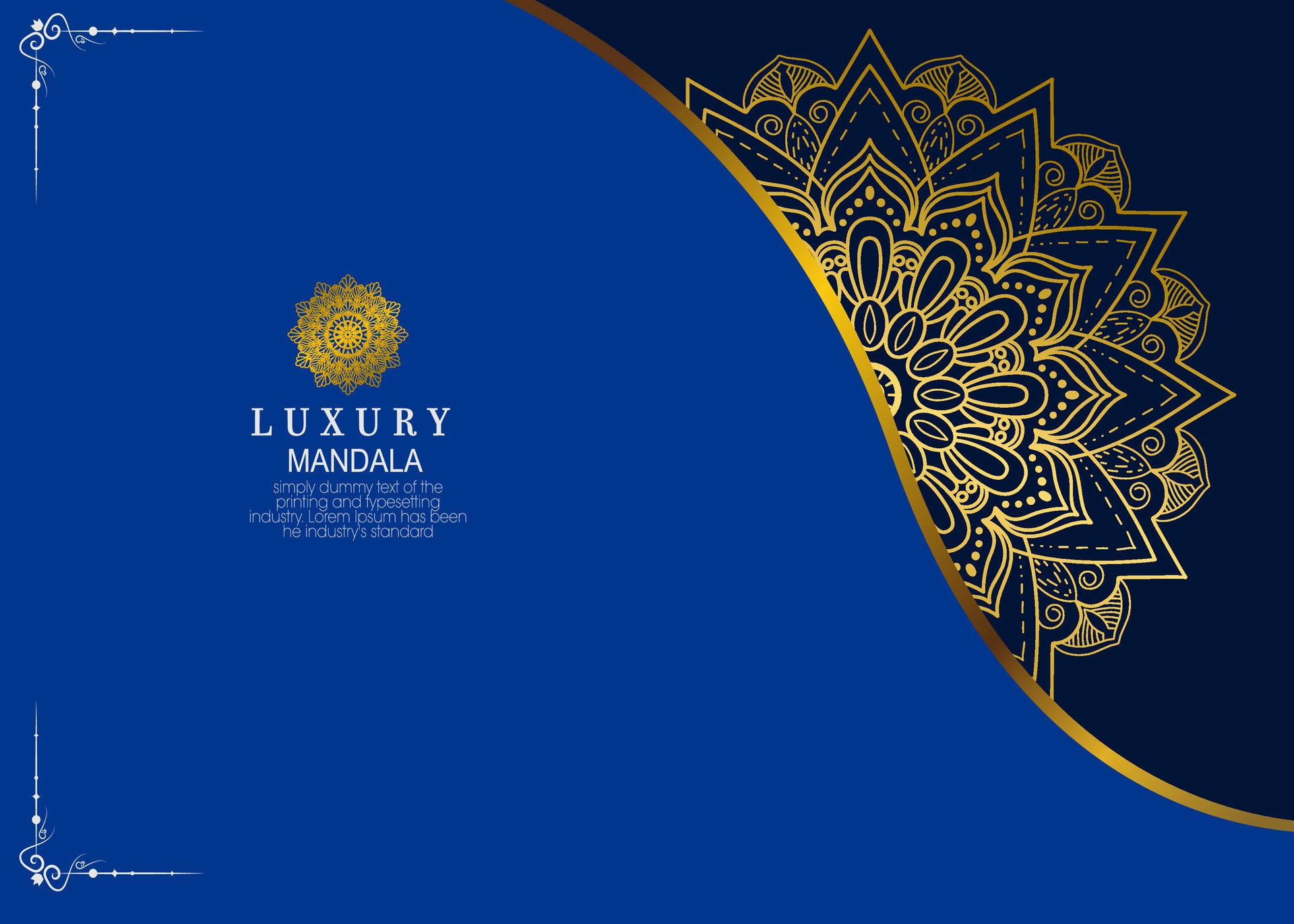 Blue background with golden mandala ornament 26992772 Vector Art at