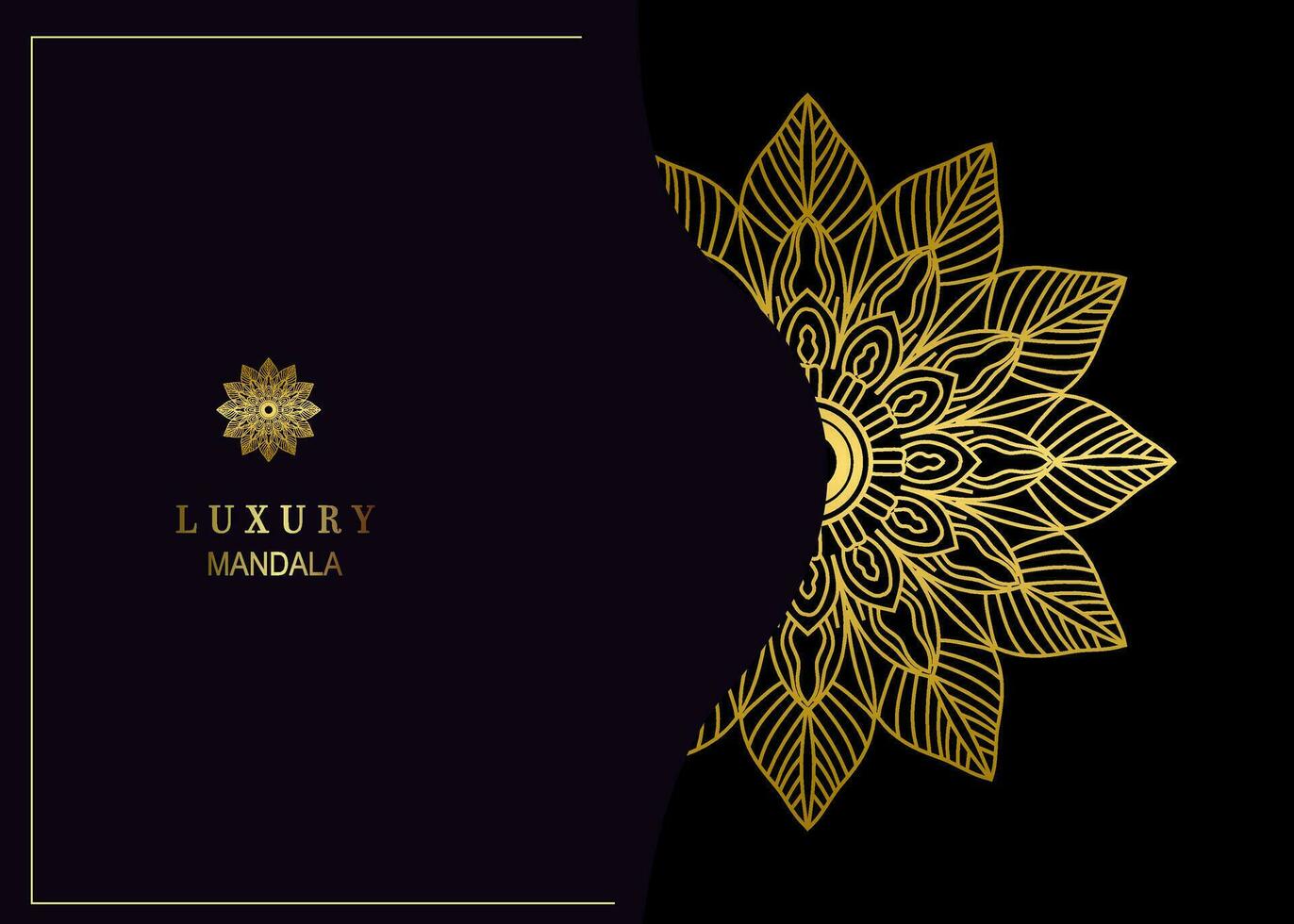 Black luxury background with gold mandala ornament vector