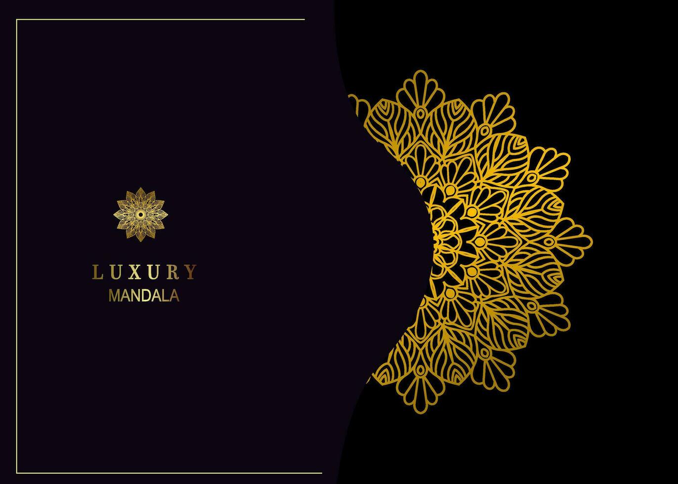 Black luxury background with gold mandala ornament vector