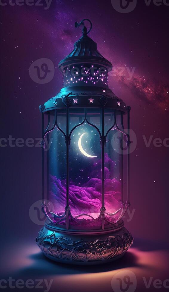 arabic lantern of ramadan celebration background illustration. photo