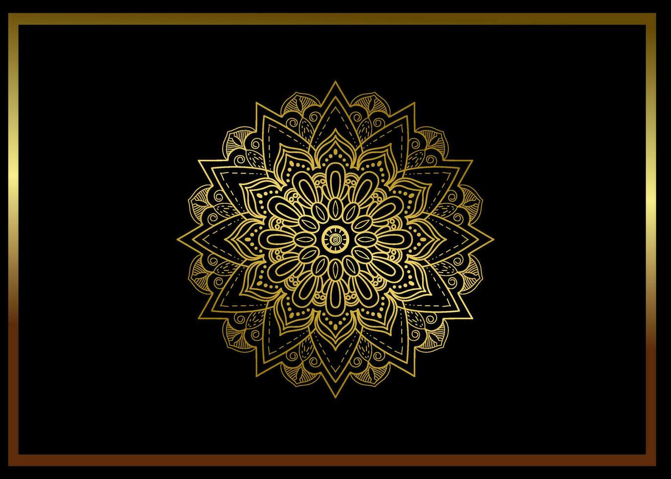 Black luxury background with gold mandala ornament vector