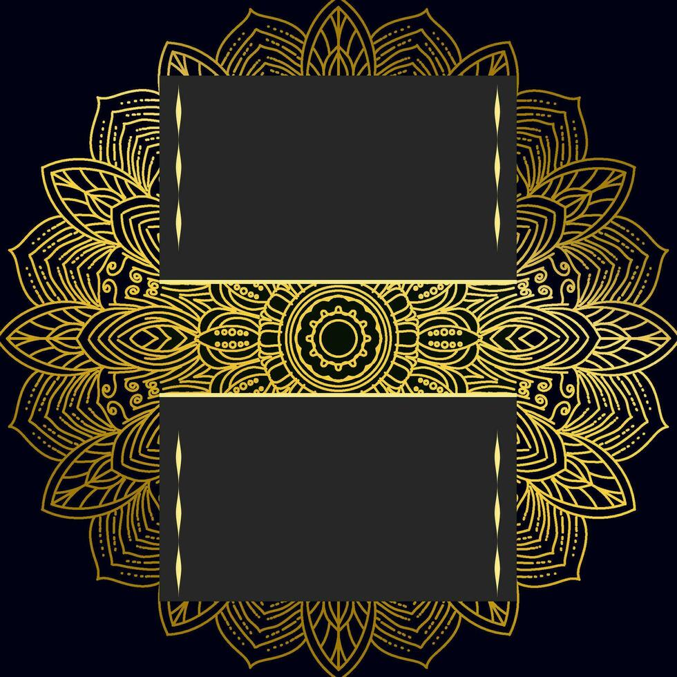 Black luxury background with gold mandala ornament vector