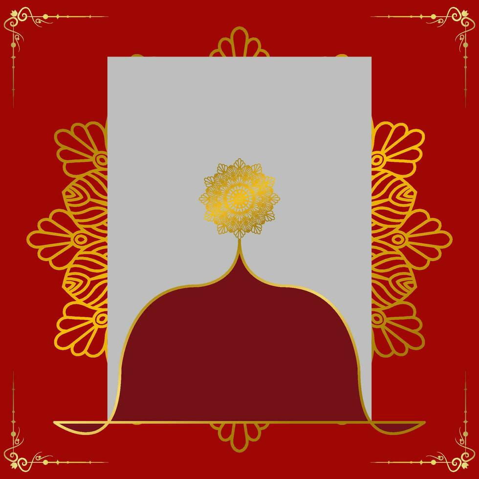 Red luxury background, with gold mandala ornament vector