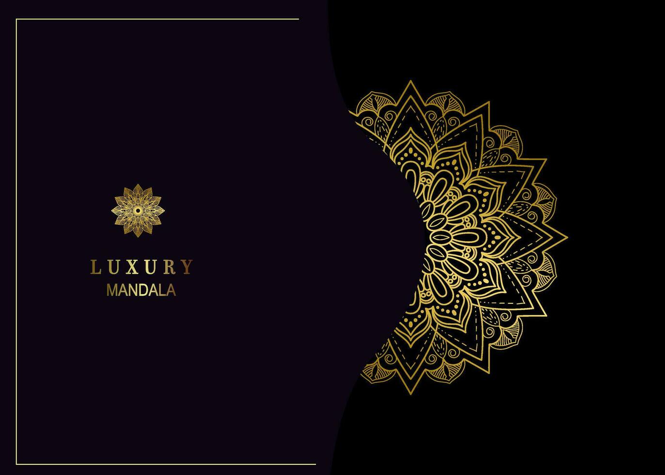 Black luxury background with gold mandala ornament vector
