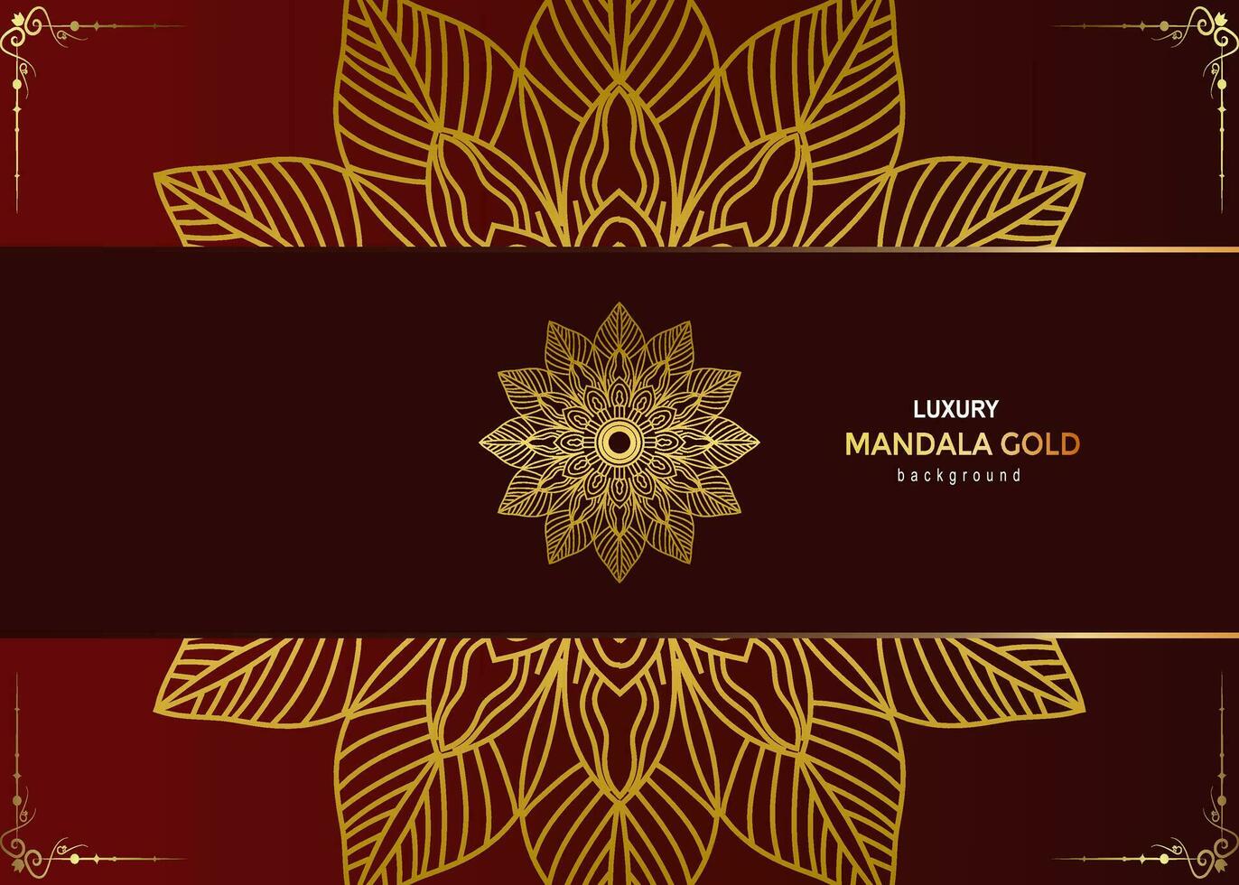 Red luxury background, with gold mandala ornament vector