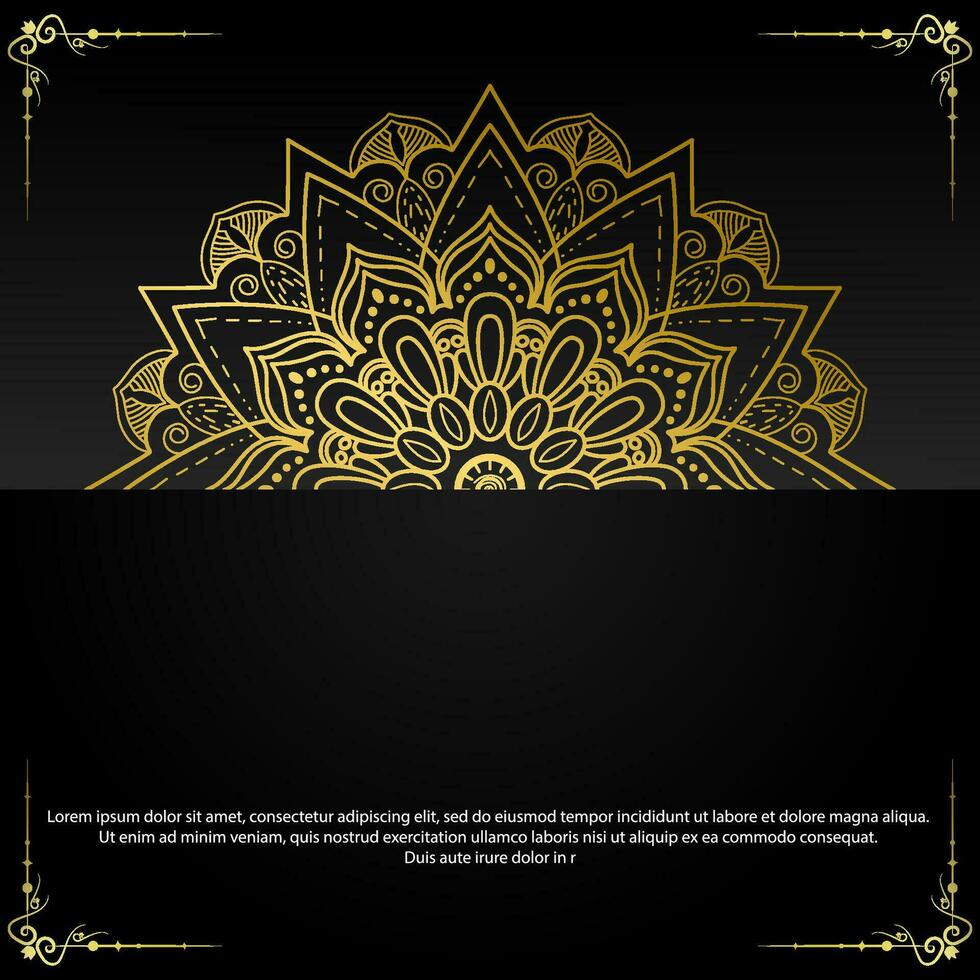 negro lujo antecedentes con oro mandala ornamento vector