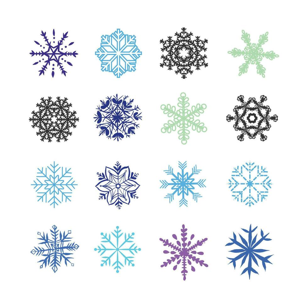 Navidad copos de nieve vector icono colocar.