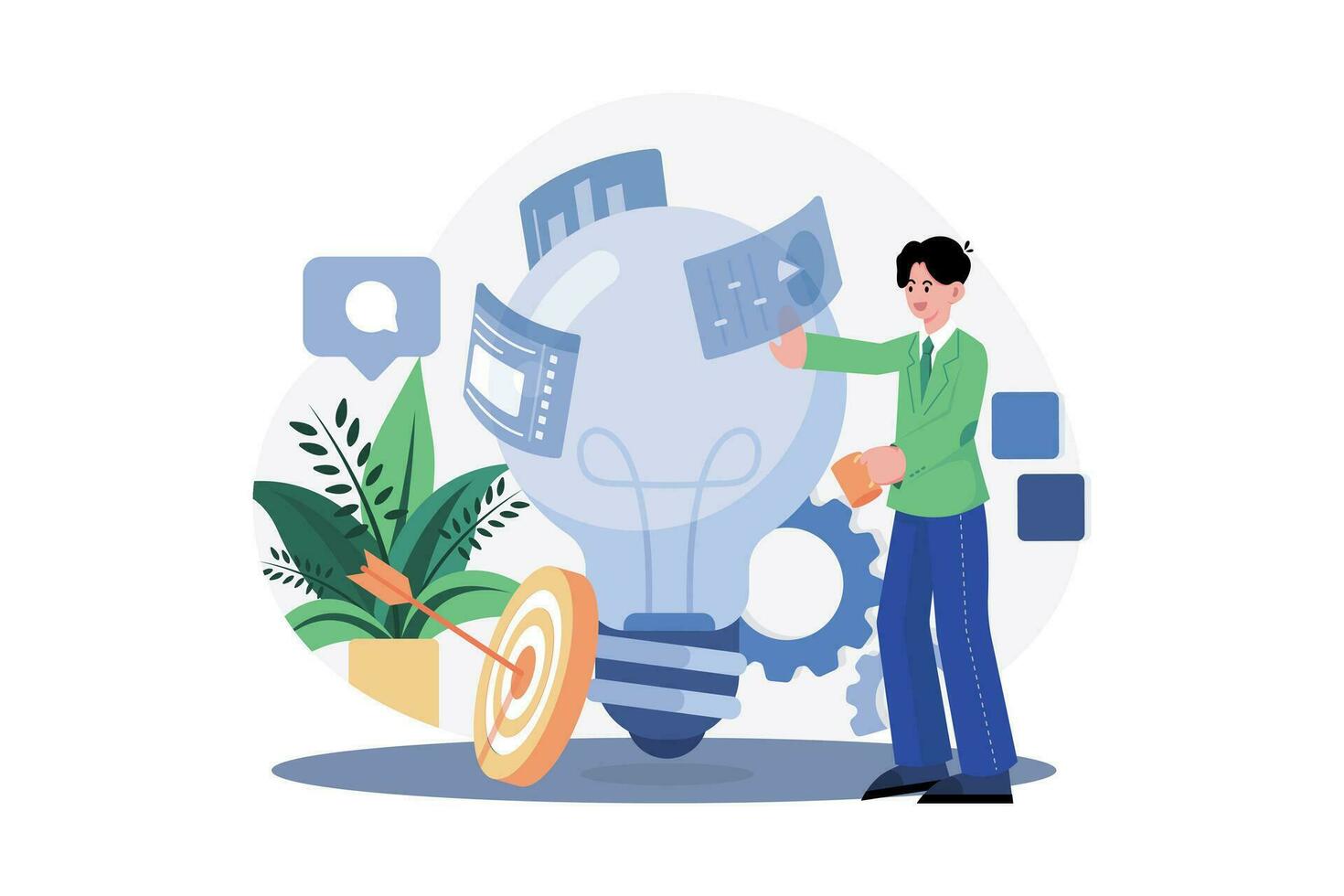 Business Employees Working On A Marketing Idea vector