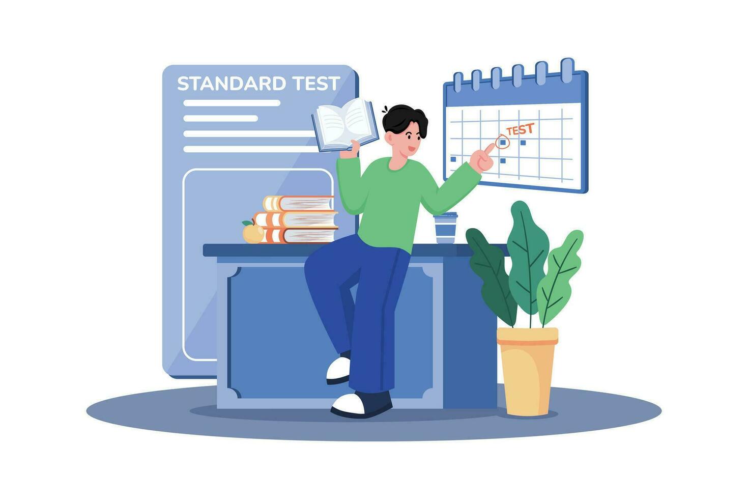 un alto colegio estudiante prepara para un estandarizado prueba. vector