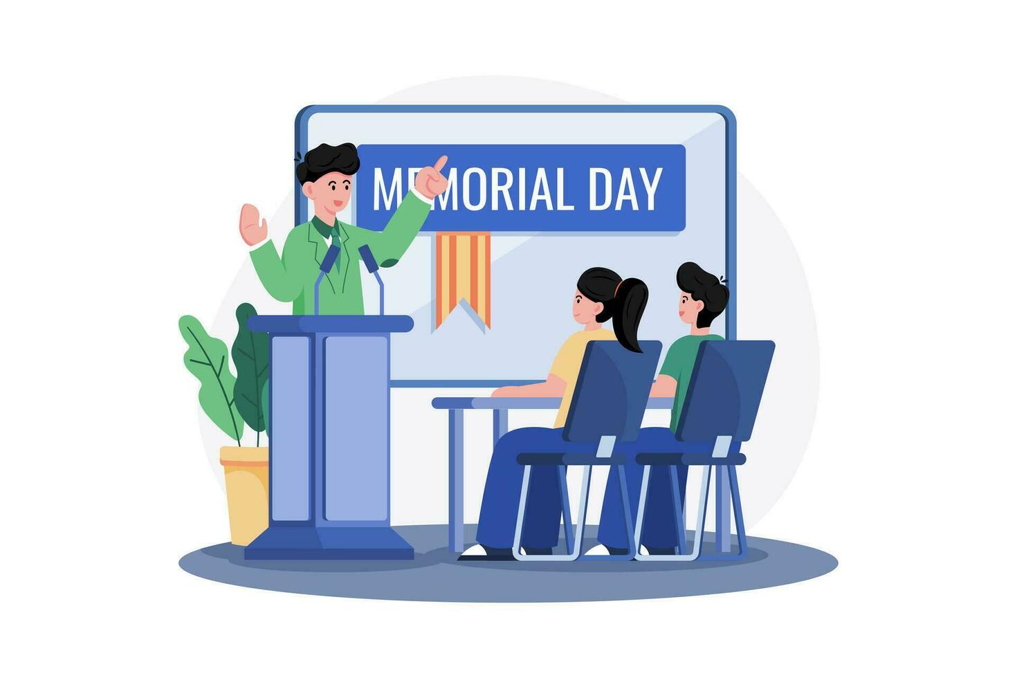 Schools Educate Students About Memorial Day. vector