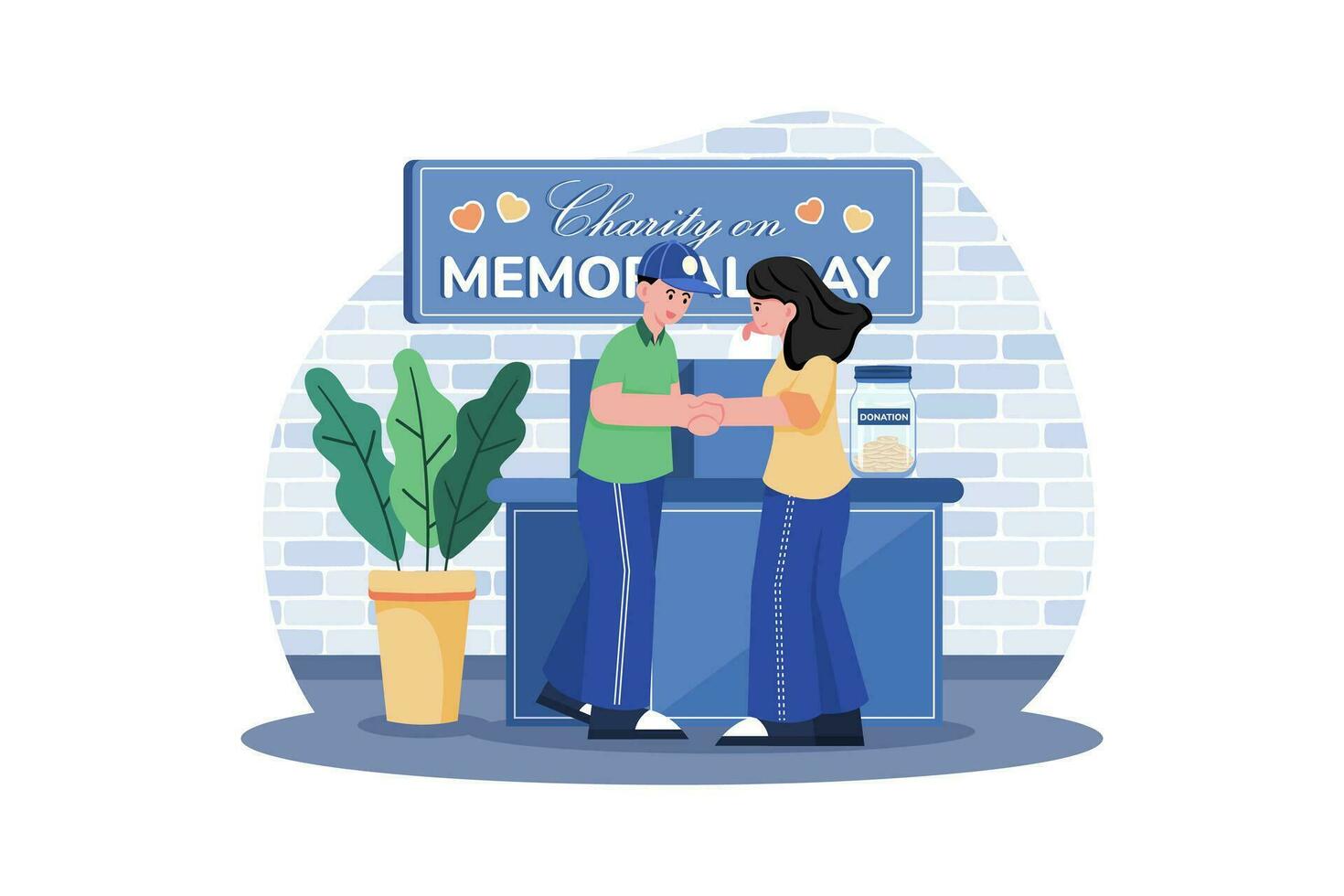 People Donate To Veterans' Charities. vector