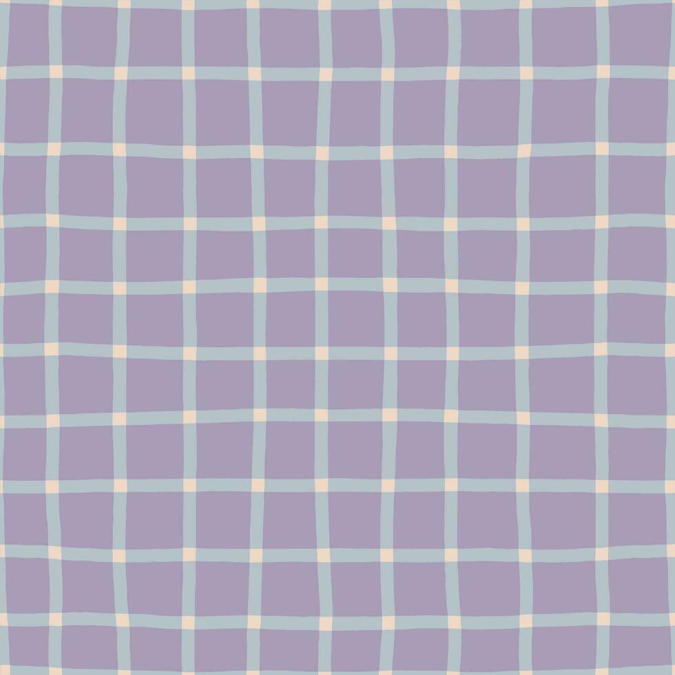 Creative checkered lines pattern. Vector seamless texture with hand drawn lines. Plaid background