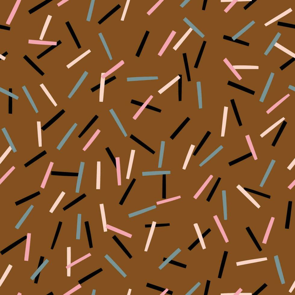 Cute simple texture with lined confetti. Seamless pattern with chaotic lines. Abstract creative background vector