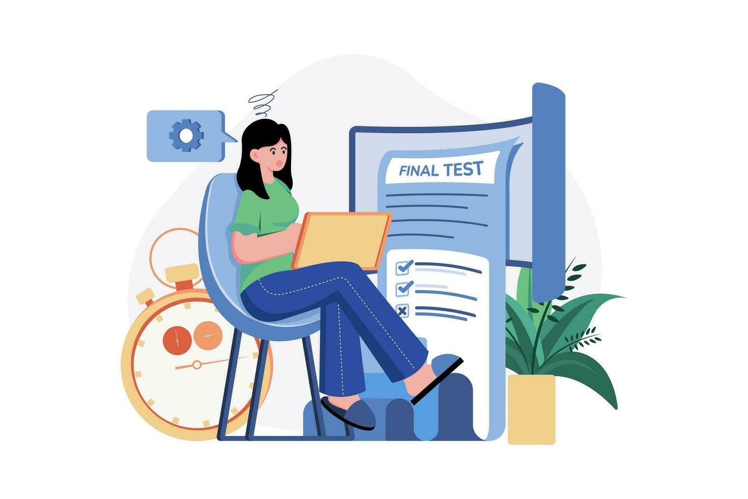 Online Testing Illustration concept. A flat illustration isolated on white background vector