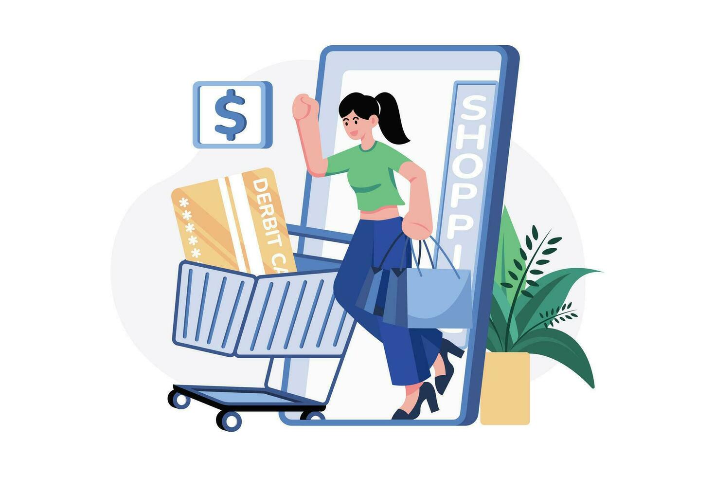 Mobile Shopping Payment Illustration concept. A flat illustration isolated on white background vector