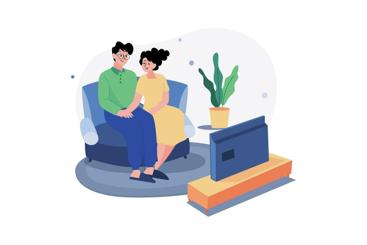 A Couple Watching Tv In The Living Room vector