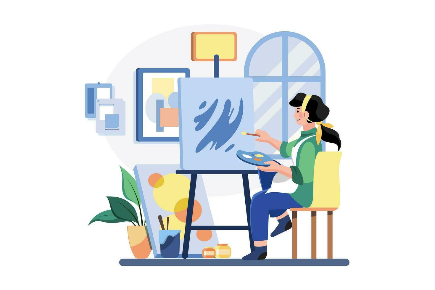Artists express creativity through visuals. vector