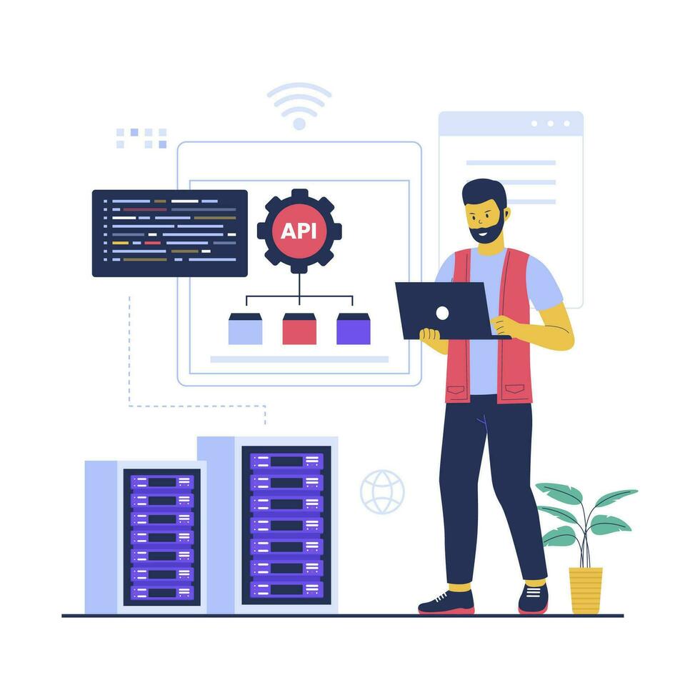 Concept illustration of Application Programming Interface technology ...