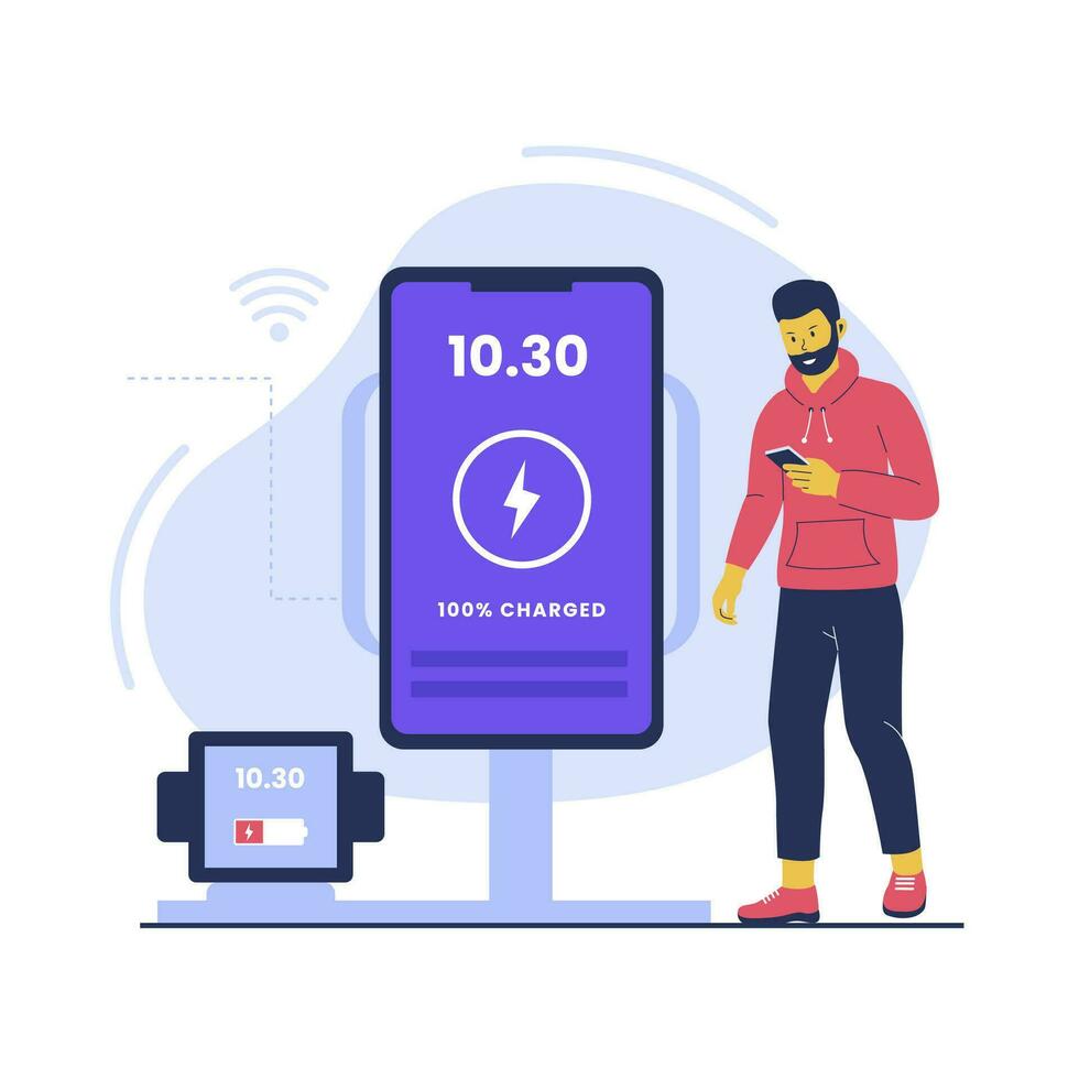 Concept illustration of wireless charging technology vector