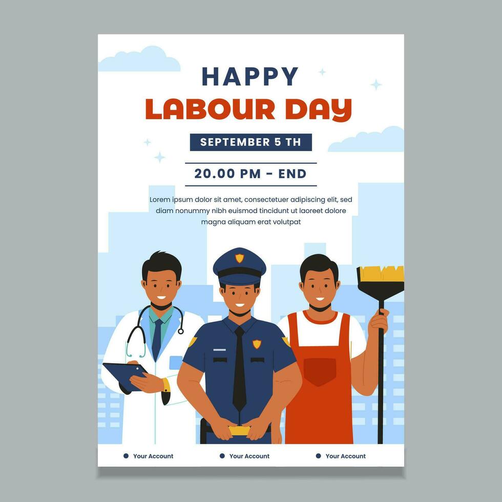 contento labor día póster modelo vector