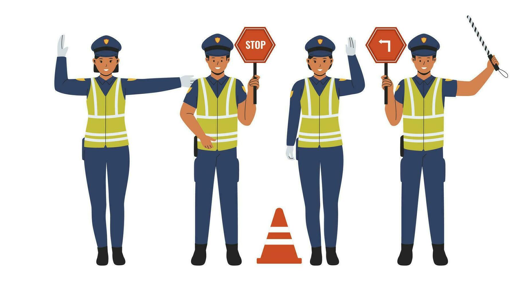 Police officer illustration set collection vector