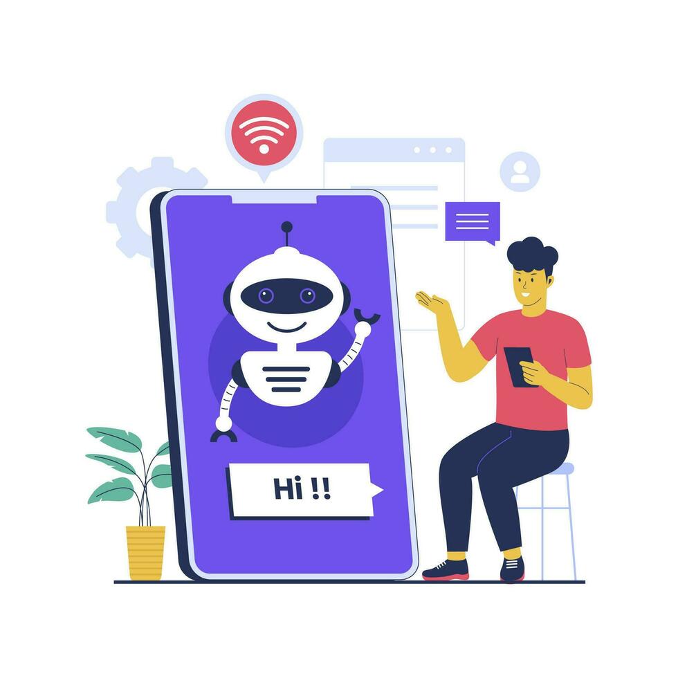 Concept illustration of chatbot technology vector