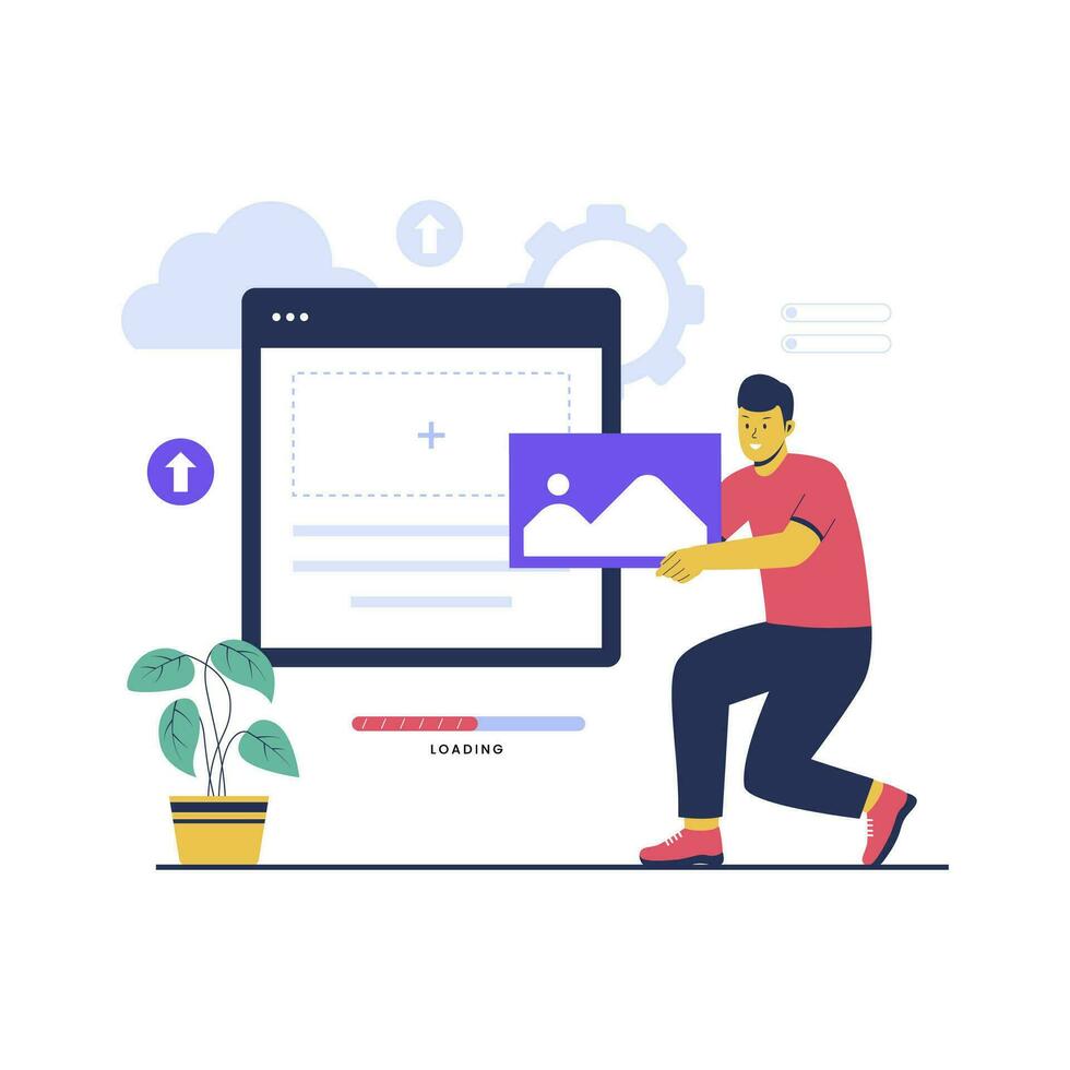 Concept illustration of image upload technology vector