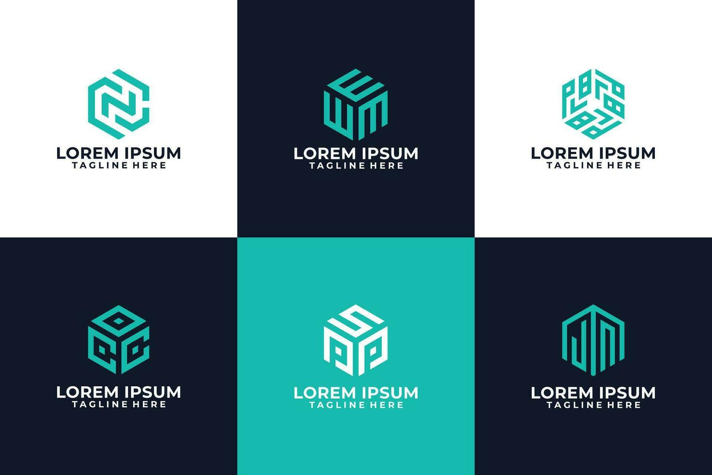 Set of abstract pentagon logo collection vector