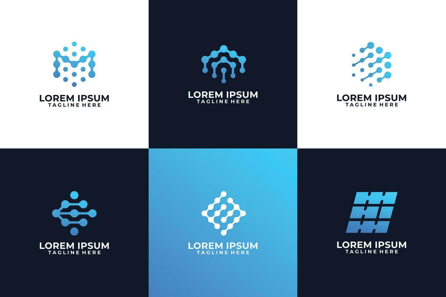 Blue gradient dot connection technology unique logo design vector
