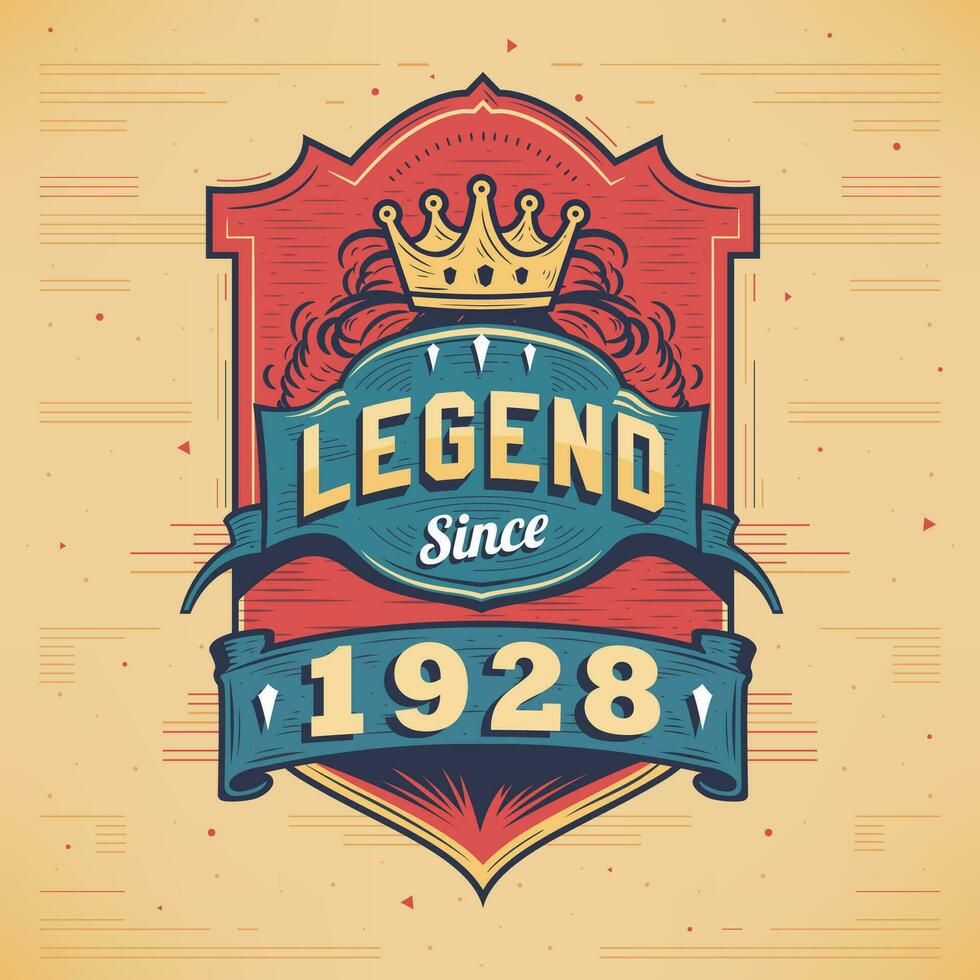 Legend Since 1928 Vintage T-shirt - Born in 1928 Vintage Birthday Poster Design. vector