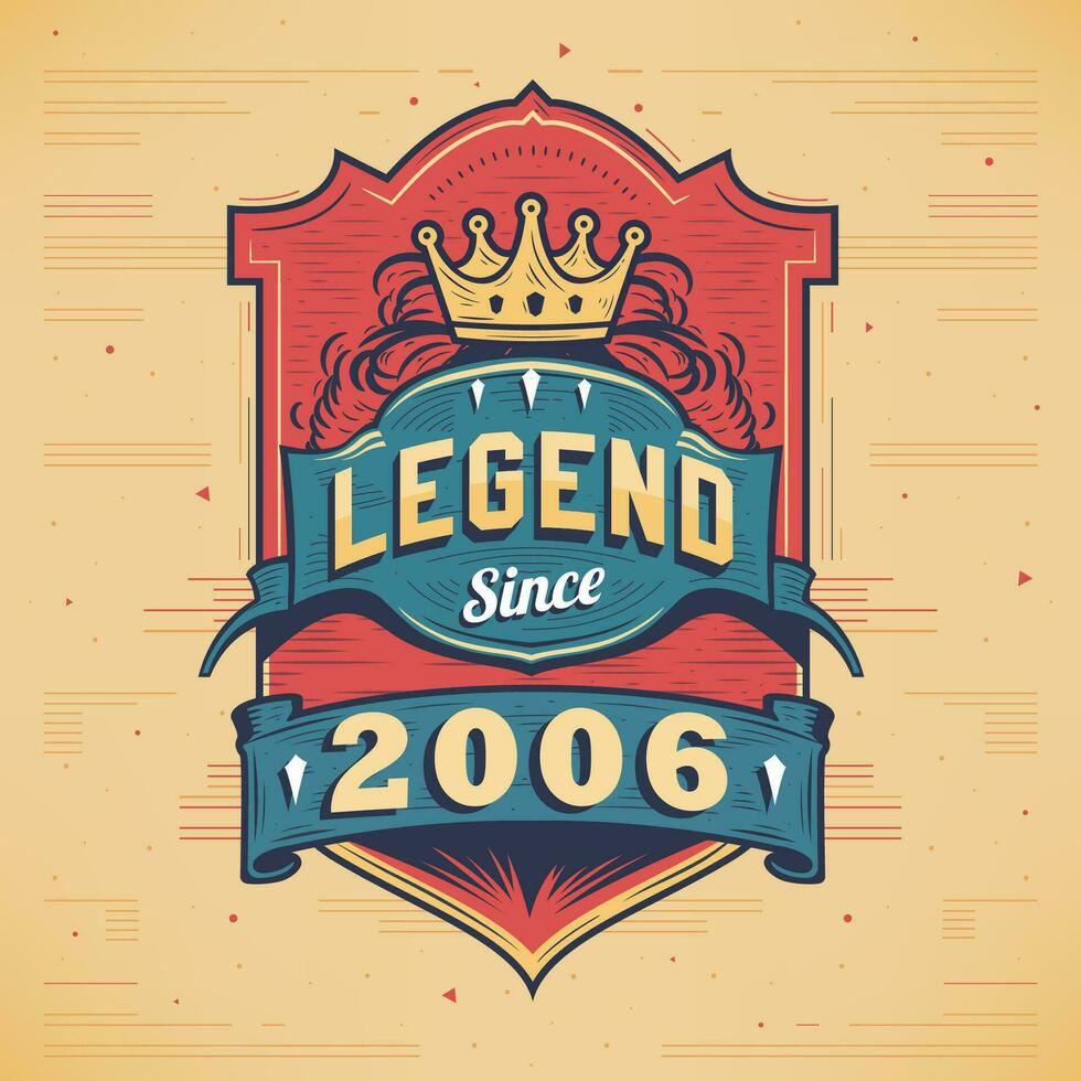 Legend Since 2006 Vintage T-shirt - Born in 2006 Vintage Birthday Poster Design. vector