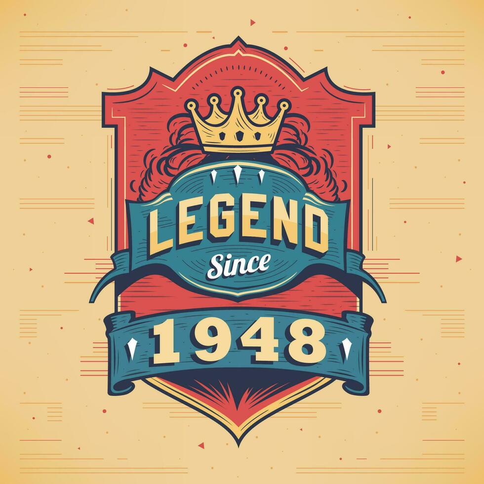 Legend Since 1948 Vintage T-shirt - Born in 1948 Vintage Birthday Poster Design. vector