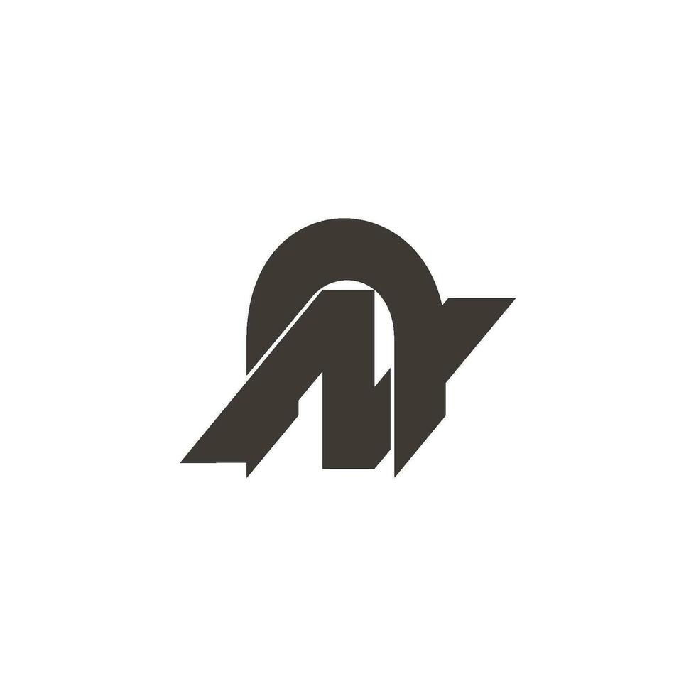 letter n simple flat 3d overlapping logo vector