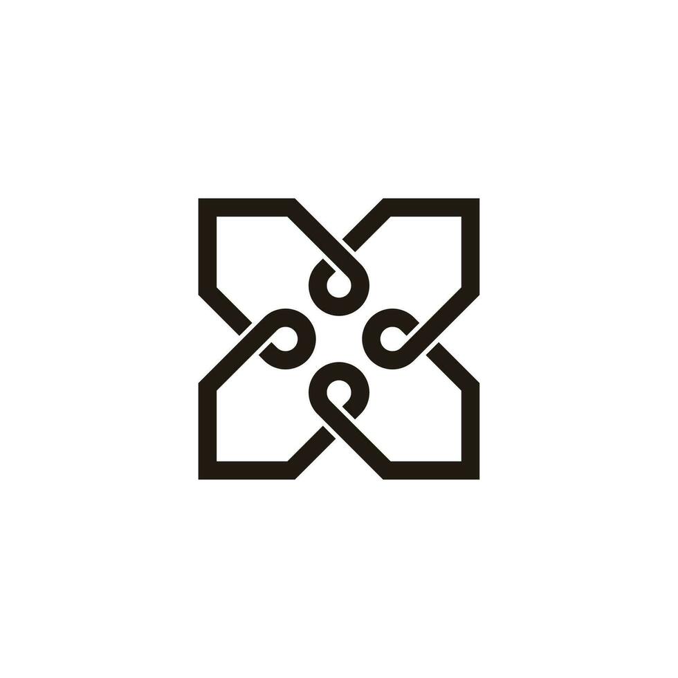 letter x square infinity line design logo vector